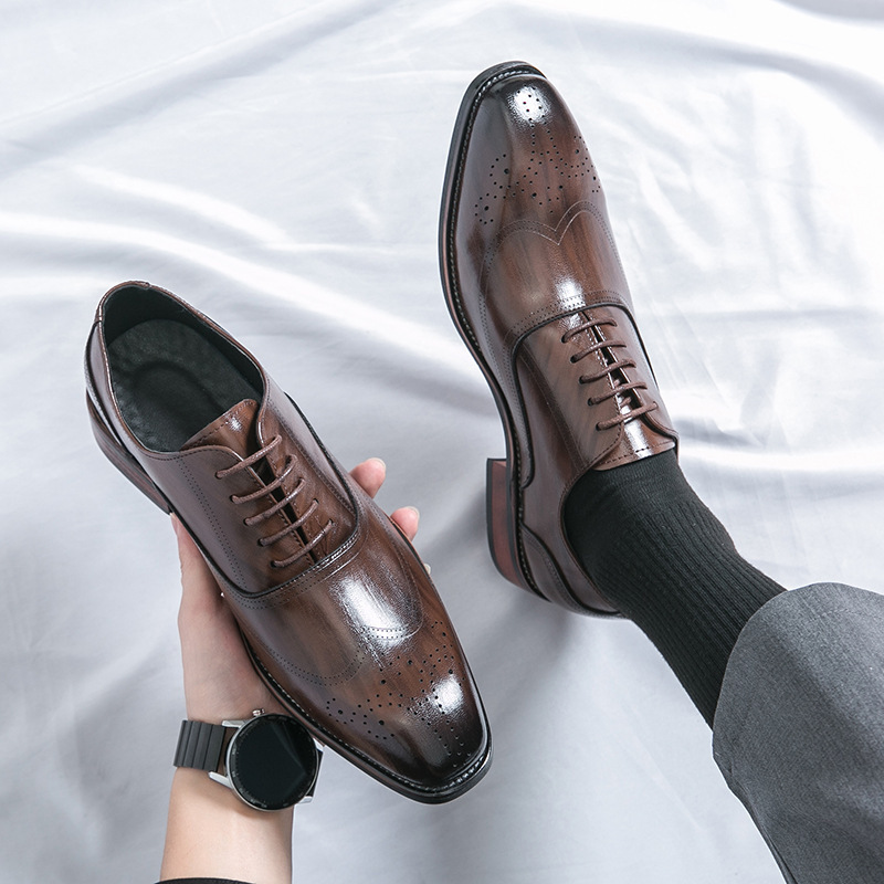 Oxford Brogue Leather - Classic Italy Pointed Toe Leather Shoes