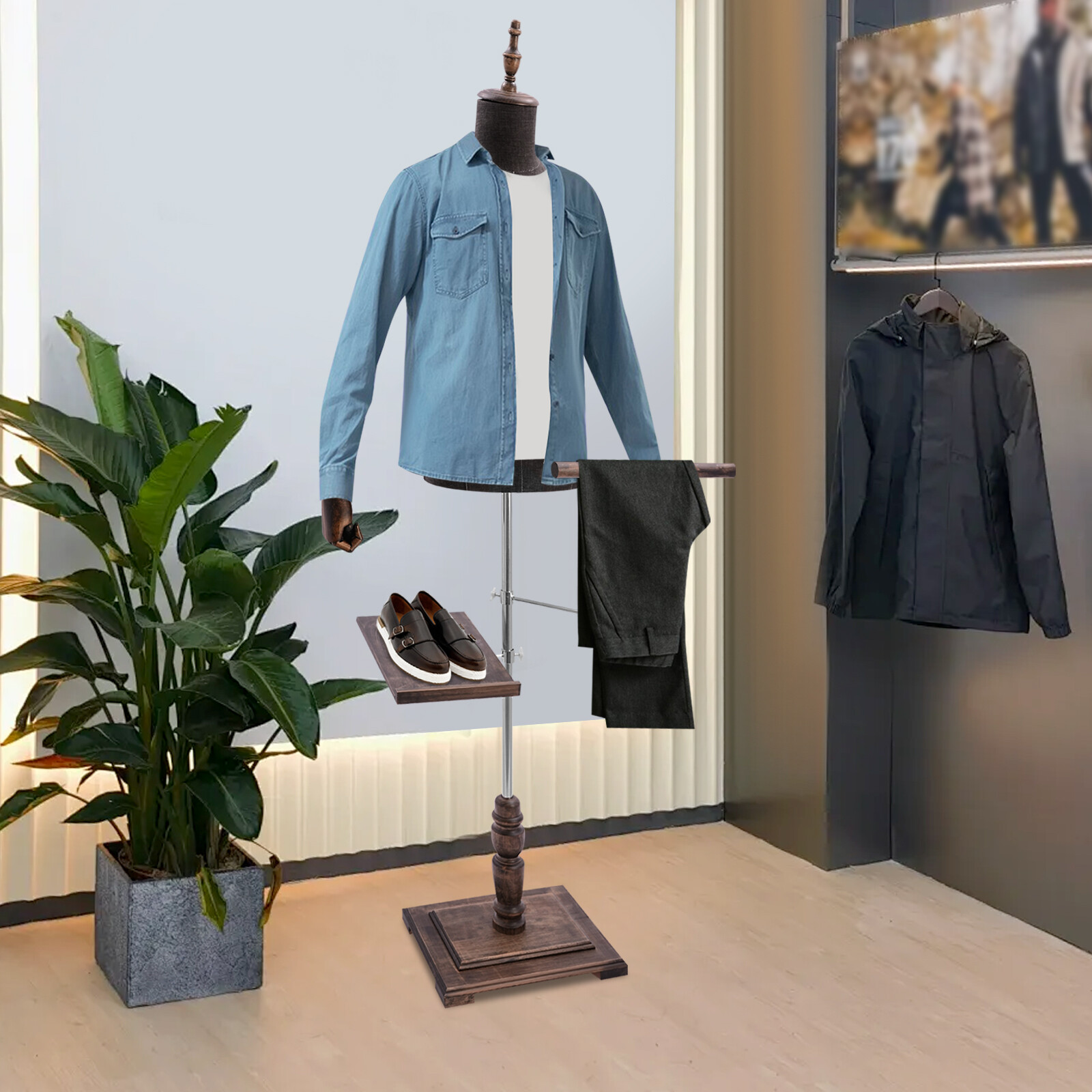 Men Shoes Rack - Male Mannequin with Arms, Pants Rack