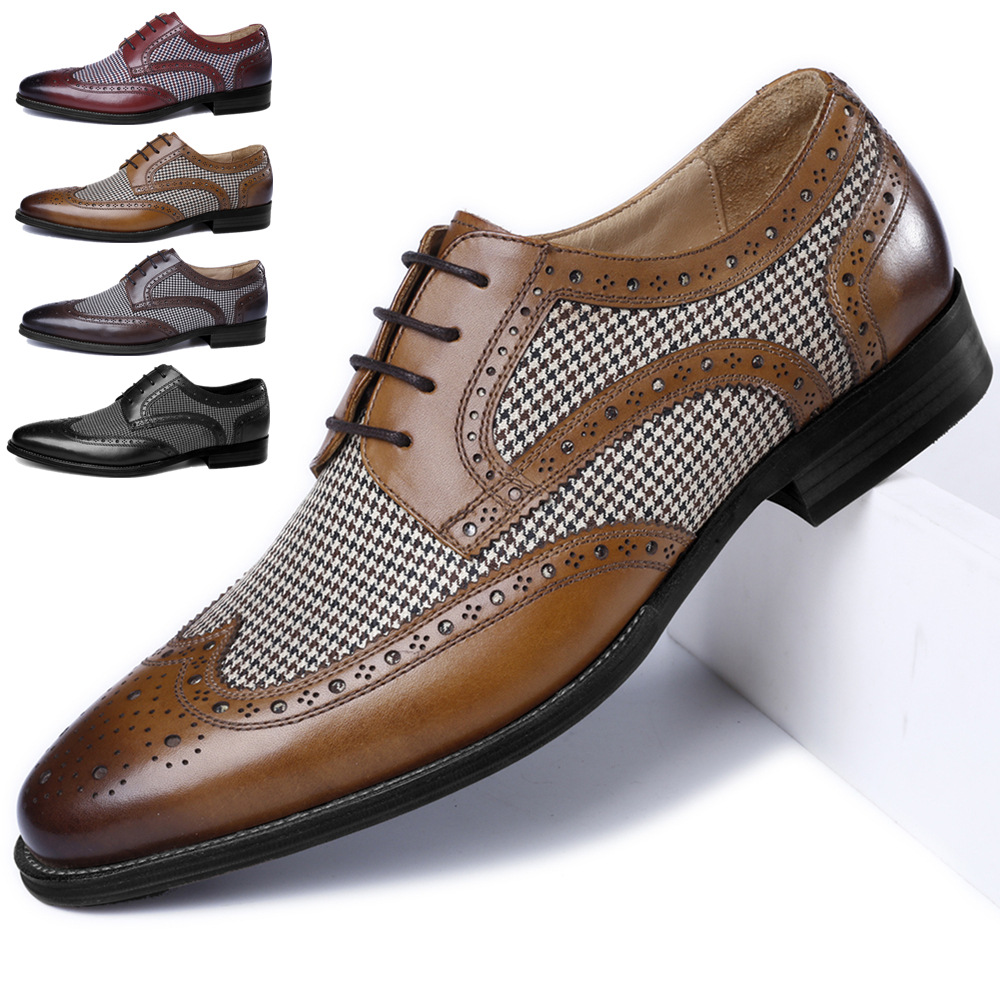 Oxford Brogue Leather - New Oxford Business Men Shoes Leather
