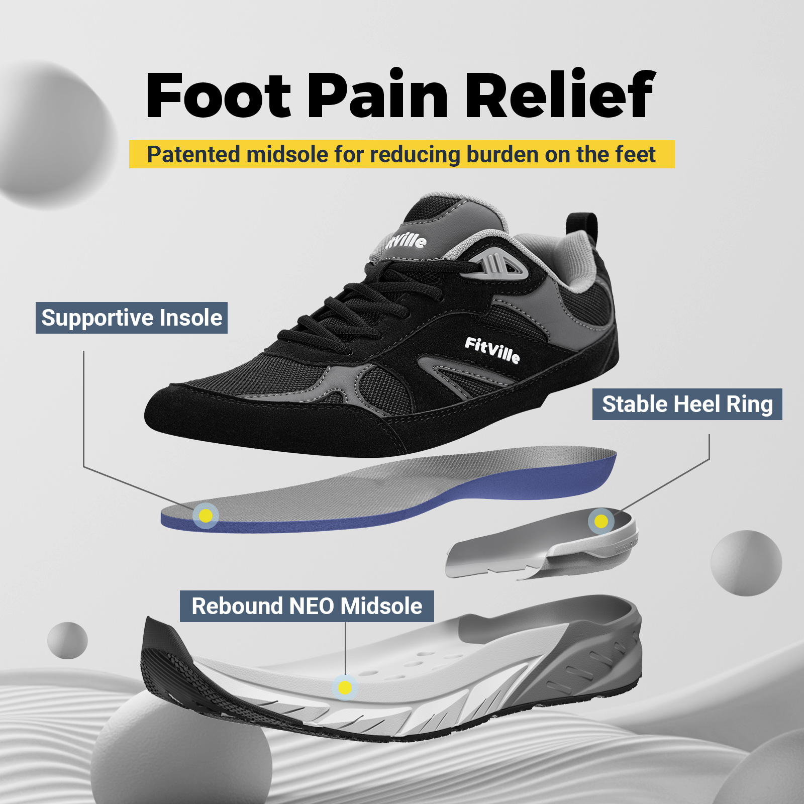 Fitville Walking Shoes Wide Me - Men'S Shoes For Plantar Fasciitis review and price