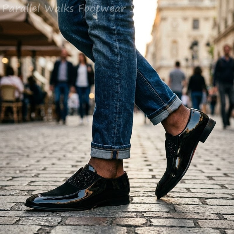 Men Black Patent Faux Suede Rh - Men'S Shoes Smart review and price