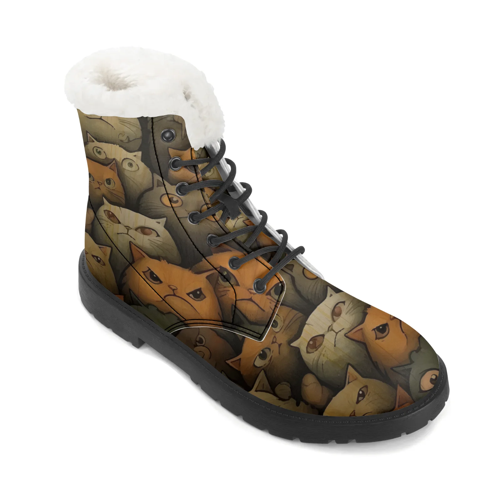 Cute Cats Prints Plush Snow Bo - Men Shoes Eu To Us review and price