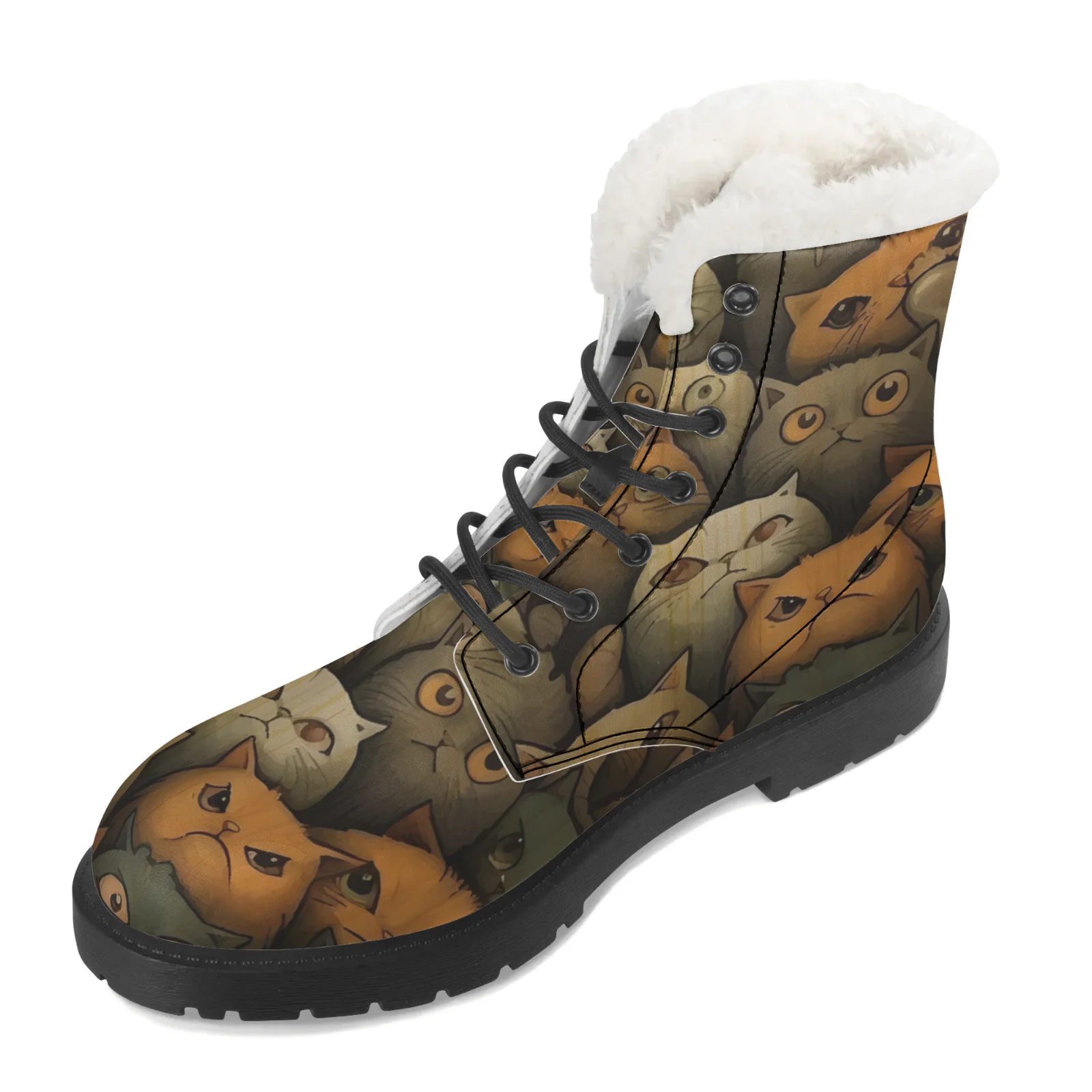 Cute Cats Prints Plush Snow Bo - Men Shoes Eu To Us review and price