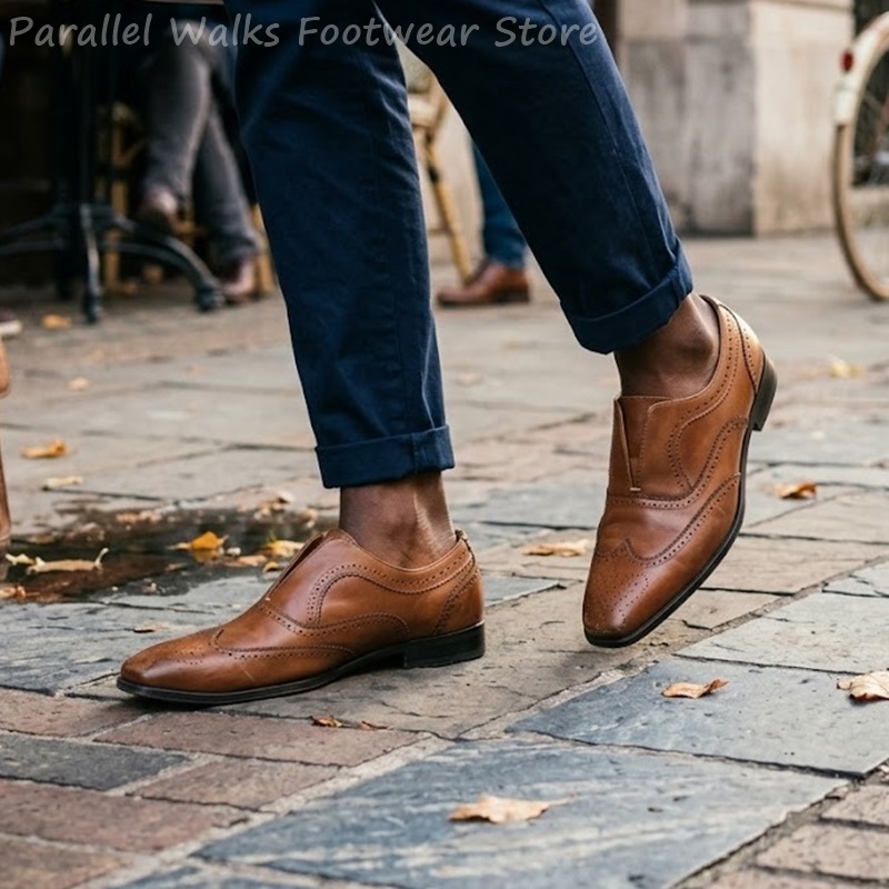 Mens Brown Leather Brogue Shoe - Oxford Brogue Leather review and price
