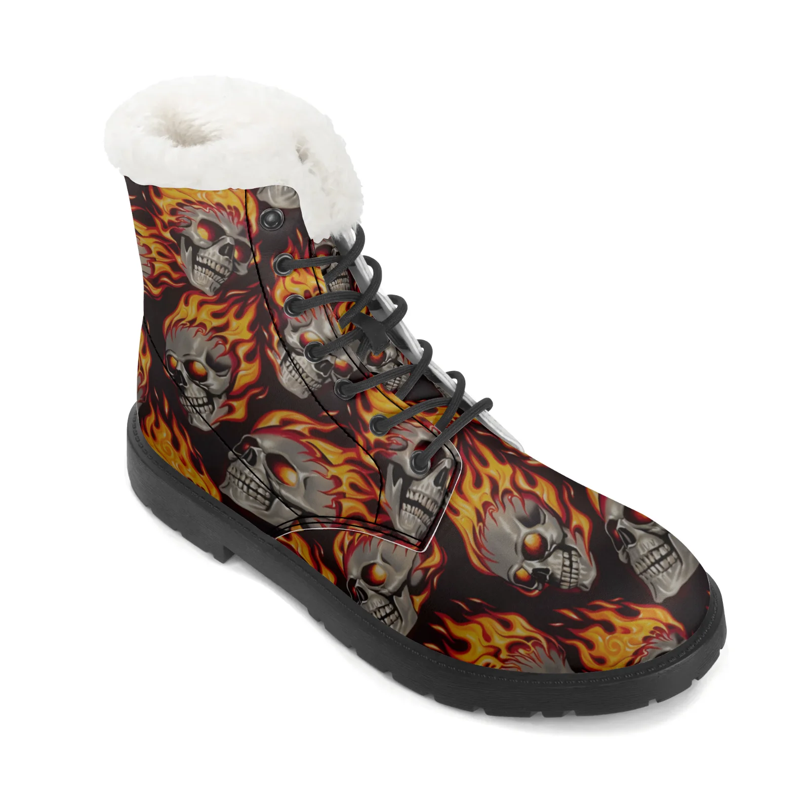 Fire Skull Patterns Snow Boots - Men Shoes Eu To Us review and price